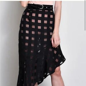 Goth sheer windowpane asymmetrical skirt size M NWT